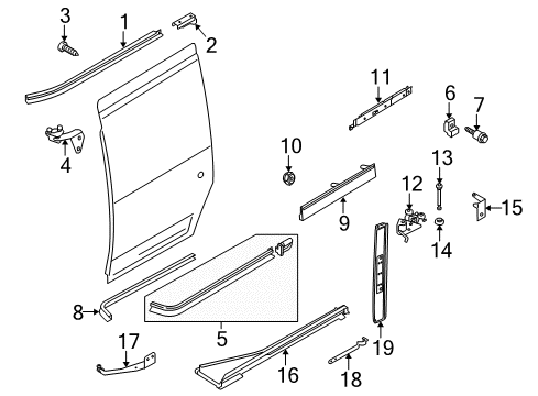 2013 Ford Transit Connect Door Hardware Roller Diagram for 3T1Z-1525028-B