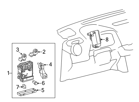 2014 Toyota RAV4 Fuse & Relay Junction Block Side Bracket Diagram for 82673-0R030