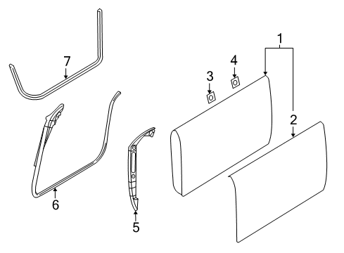 2012 Dodge Challenger Door & Components WEATHERSTRIP-Front Door Mounted Diagram for 68067556AB