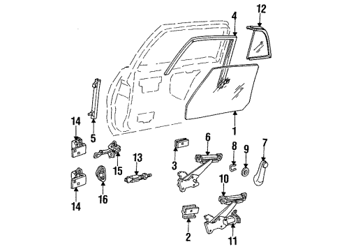 1992 Oldsmobile Achieva Rear Door Hge Asm Rear Door Upper & Lower Diagram for 16626136