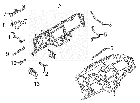 2015 Lincoln MKC Cluster & Switches, Instrument Panel Mount Bracket Retainer Diagram for EJ7Z-14A705-B