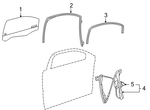 2005 Pontiac G6 Front Door Door Glass Diagram for 22683746