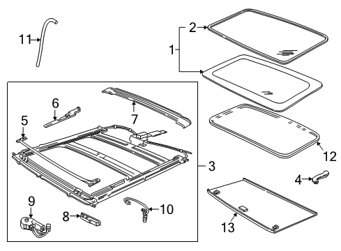 2002 Lincoln Blackwood Sunroof Retainer Diagram for YL3Z-7852124-AHD