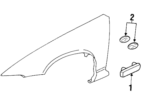 1999 Oldsmobile Intrigue Exterior Trim - Fender Molding Asm-Front Fender Center Rear *White Diagram for 10430419