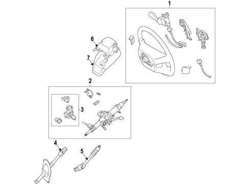 2020 Toyota Sequoia Steering Column & Wheel, Steering Gear & Linkage Column Assembly Diagram for 45250-0C330
