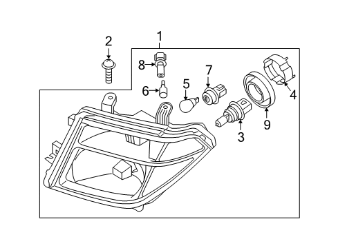 2011 Nissan Pathfinder Bulbs Passenger Side Headlamp Assembly Diagram for 26010-ZS00A