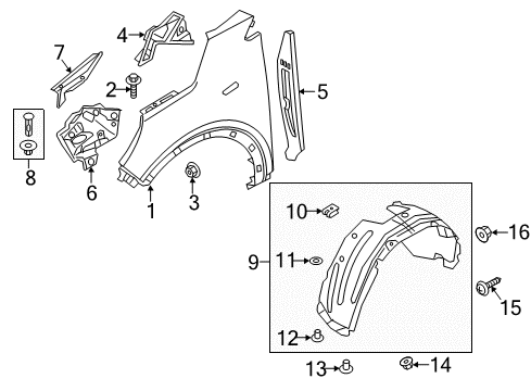 2016 Kia Sorento Fender & Components NUT-SPRING Diagram for 64116-3J110