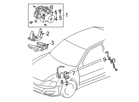 2003 Toyota Avalon ABS Components Actuator Assembly Upper Bracket Diagram for 44592-07010