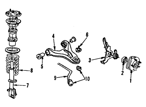 1985 Buick Skylark Front Suspension Components, Axle Shaft, Lower Control Arm, Stabilizer Bar Front Chassis Springs Diagram for 14073610
