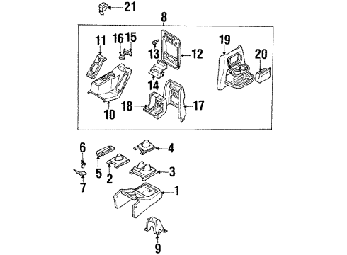 1998 Honda Passport Center Console Console RR Diagram for 8-97195-850-2
