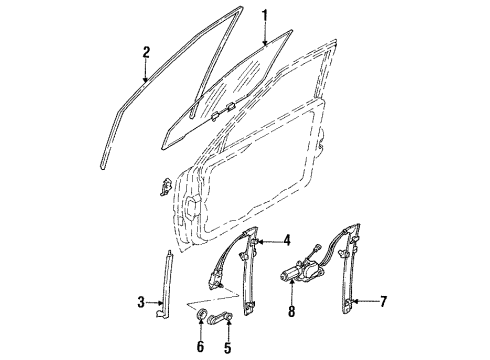 1987 Nissan Stanza Door & Components Motor Regulator LH Diagram for 80731-04E00