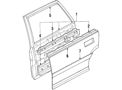 1989 Honda Civic Rear Door Protector, L. RR. Door Diagram for 75323-SH5-013