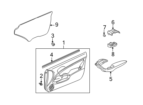 2006 Acura RSX Front Door Weatherstrip, Right Front Door (Inner) Diagram for 72335-S6M-013