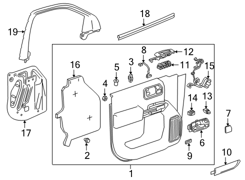 2019 GMC Sierra 1500 Interior Trim - Front Door Water Deflector Diagram for 23398880