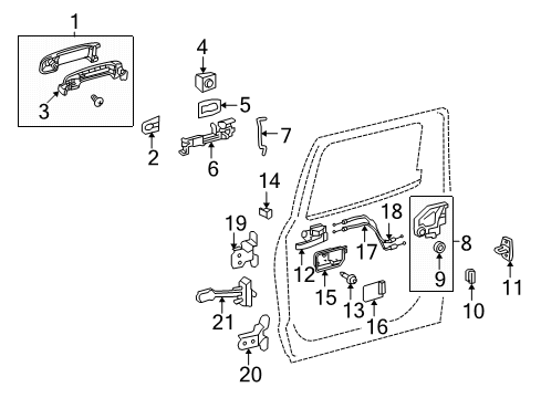 Diagram for 2020 Toyota Sequoia Rear Door - Lock & Hardware 