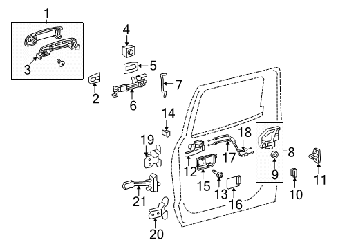 2020 Toyota Sequoia Rear Door - Lock & Hardware Lock Cable Diagram for 69730-0C060