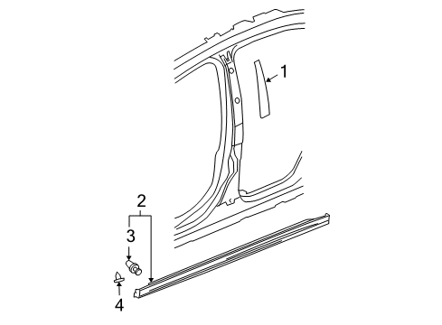 2008 Chevrolet Malibu Exterior Trim - Pillars, Rocker & Floor Applique-Body Side Upper RH Diagram for 22731370