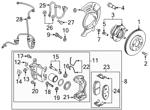 2020 Hyundai Elantra GT Brake Components CALIPER Kit-Front Brake, LH Diagram for 58180-G3A00