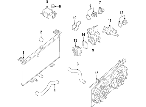 2019 Nissan Rogue Cooling System, Radiator, Water Pump, Cooling Fan Motor & Fan Assy-W/Shroud Diagram for 21481-4BC0A
