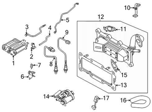 2021 Kia Sorento Emission Components Hose Assembly-EGR Cooler Diagram for 254742S010