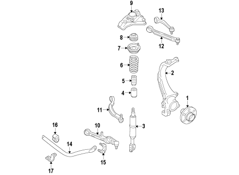 2014 Hyundai Genesis Front Suspension Components, Lower Control Arm, Upper Control Arm, Stabilizer Bar Link Assembly-Front Stabilizer, RH Diagram for 54840-3N000
