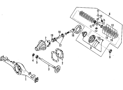 1990 Nissan D21 Rear Axle, Differential, Propeller Shaft Case Set Differential Diagram for 38421-G7026
