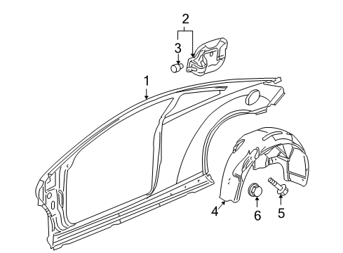 2010 Pontiac G6 Quarter Panel & Components Shield-Rear Wheelhouse Panel Diagram for 25877953