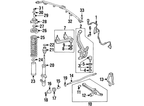 1995 Honda Accord Front Suspension Components, Lower Control Arm, Upper Control Arm, Stabilizer Bar Nut, Self-Lock (12MM) Diagram for 90303-SF1-003