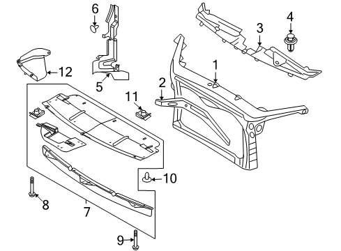 2008 Ford Taurus Radiator Support Radiator Support Diagram for 8G1Z-16138-B