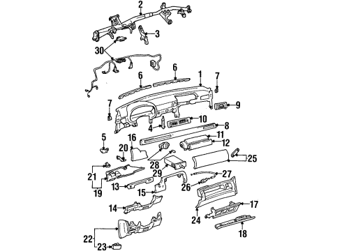 1995 Lexus SC400 Instrument Panel Panel, Instrument Panel Finish, Lower No.1 Diagram for 55432-24020-G0