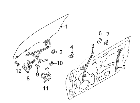 2015 Scion FR-S Door & Components Moveable Glass Diagram for SU003-G0019