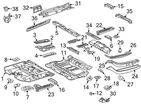 2007 Toyota Highlander Pillars, Rocker & Floor - Floor & Rails Center Floor Pan Bracket Diagram for 57063-48010