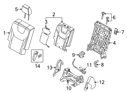 2017 Ford Edge Rear Seat Components Seat Back Pad Diagram for FT4Z-5866800-D