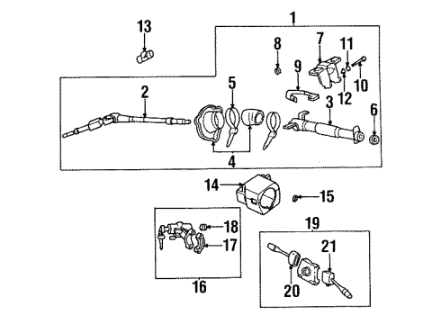 1997 Nissan 240SX Steering Column & Wheel, Steering Gear & Linkage Column Assy-Steering Diagram for 48805-70F00