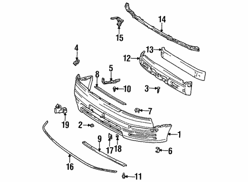 1995 Lexus LS400 Automatic Temperature Controls Bumper Cover Side Support Diagram for 52115-14130