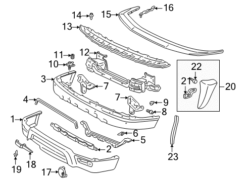 2002 Toyota 4Runner Front Bumper Hole Cover Diagram for 52127-35020
