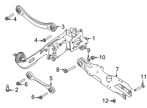 2021 Ford Bronco Sport Rear Suspension Components, Lower Control Arm, Upper Control Arm, Stabilizer Bar Lateral Arm Mount Bolt Diagram for -W719419-S439