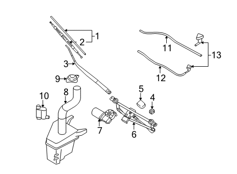 2005 Hyundai Tucson Wiper & Washer Components Wiper Blade Rubber Assembly(Drive) Diagram for 98351-2E100
