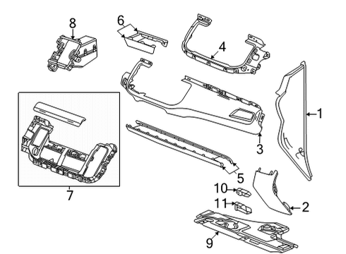 2022 GMC Yukon Instrument Panel Components Side Cover Diagram for 84845762