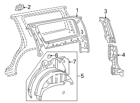 Diagram for 1998 Toyota 4Runner Inner Structure - Quarter Panel 