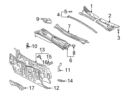 2001 Toyota Sienna Cowl Dash Panel Diagram for 55101-08011