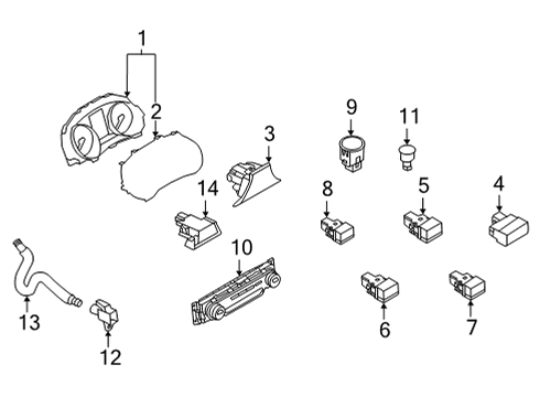 2022 Nissan Sentra Cluster & Switches, Instrument Panel Controller Assy-Air Conditiner Diagram for 27500-6LB4A