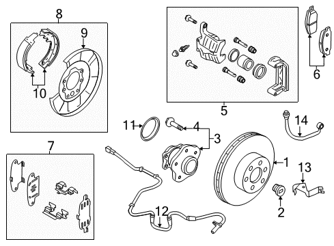 2011 Nissan Murano Parking Brake Cap-Hub, Rear Wheel Diagram for 43234-CA100