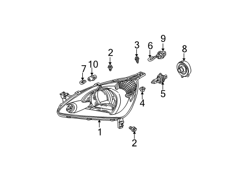 2003 Honda CR-V Bulbs Headlight Unit, Passenger Side Diagram for 33101-S9A-A01