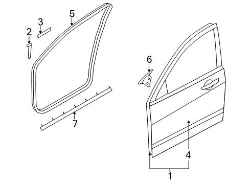 2009 Ford Focus Door & Components Lower Weatherstrip Diagram for 8S4Z-6320758-A