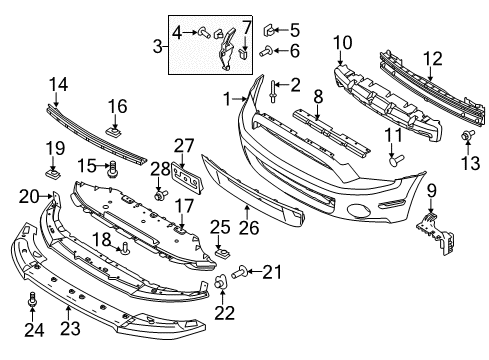 2013 Ford Mustang Front Bumper Bumper Cover Bolt Diagram for -N801169-S439