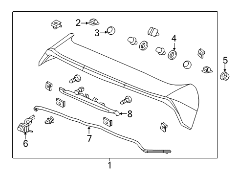 2016 Acura MDX Rear Spoiler Nozzle, Rear Windshield Washer Diagram for 76850-TZ5-A01