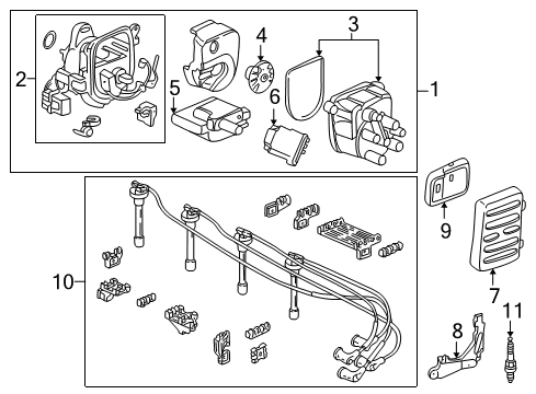 2000 Acura Integra Ignition System Cap Assembly Diagram for 30102-P72-006
