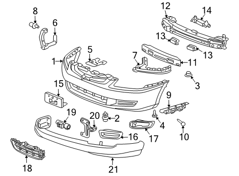 2006 Honda Accord Front Bumper Damper Assy., FR. Bumper Diagram for 71185-SDA-A11