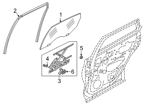 2019 Infiniti QX50 Rear Door Glass Assy-Rear Door Window, LH Diagram for 82301-5NA2A